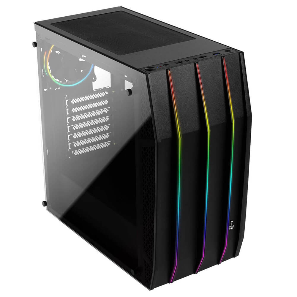 Gabinete Aerocool Klaw TG RGB / Negro / Cristal Templado / ATX / USB 3
